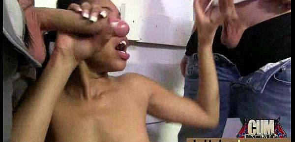  Ebony girl gang banged and covered in cum 30